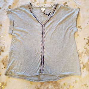 NWOT Ava & Viv Heather Gray Embroidered Tunic 1X